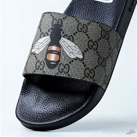 red gucci bee slides|Gucci bee accent slides.